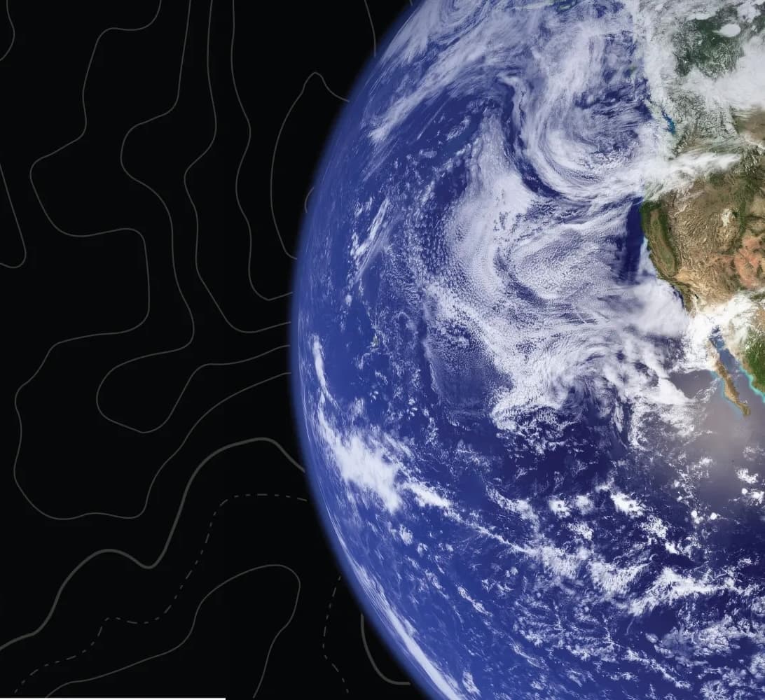 Satellite image of Earth with a black background.